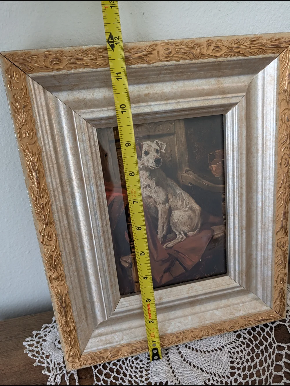 Framed Terrier  Dog Print in Ornate Gold Vintage  Frame